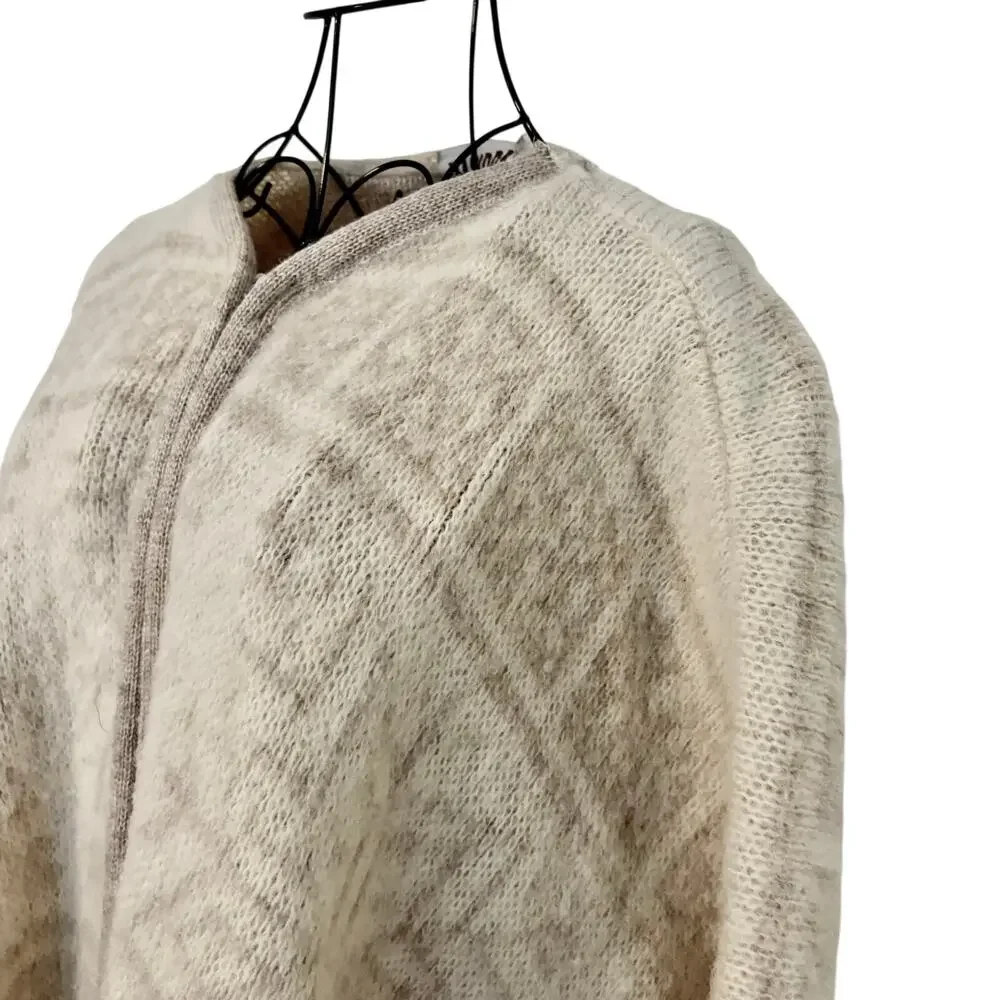 Vintage Tundra Canada Fluffy Scandanavian Wool Zip Cape Coat w/ Hooded Scarf